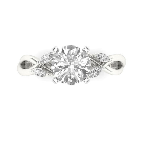 14Kt White Gold Willowing Vine Ring With .66cttw Natural Diamonds