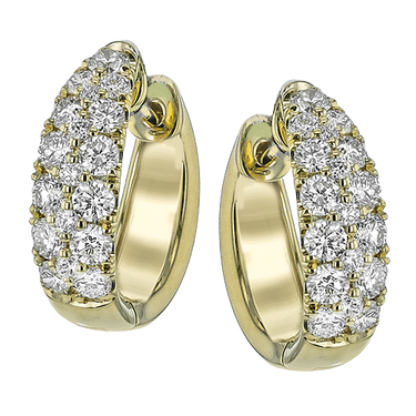 Simon G. 18Kt Yellow Gold Tapered Hinged Hoop Earrings with 1ctw Natural Diamonds