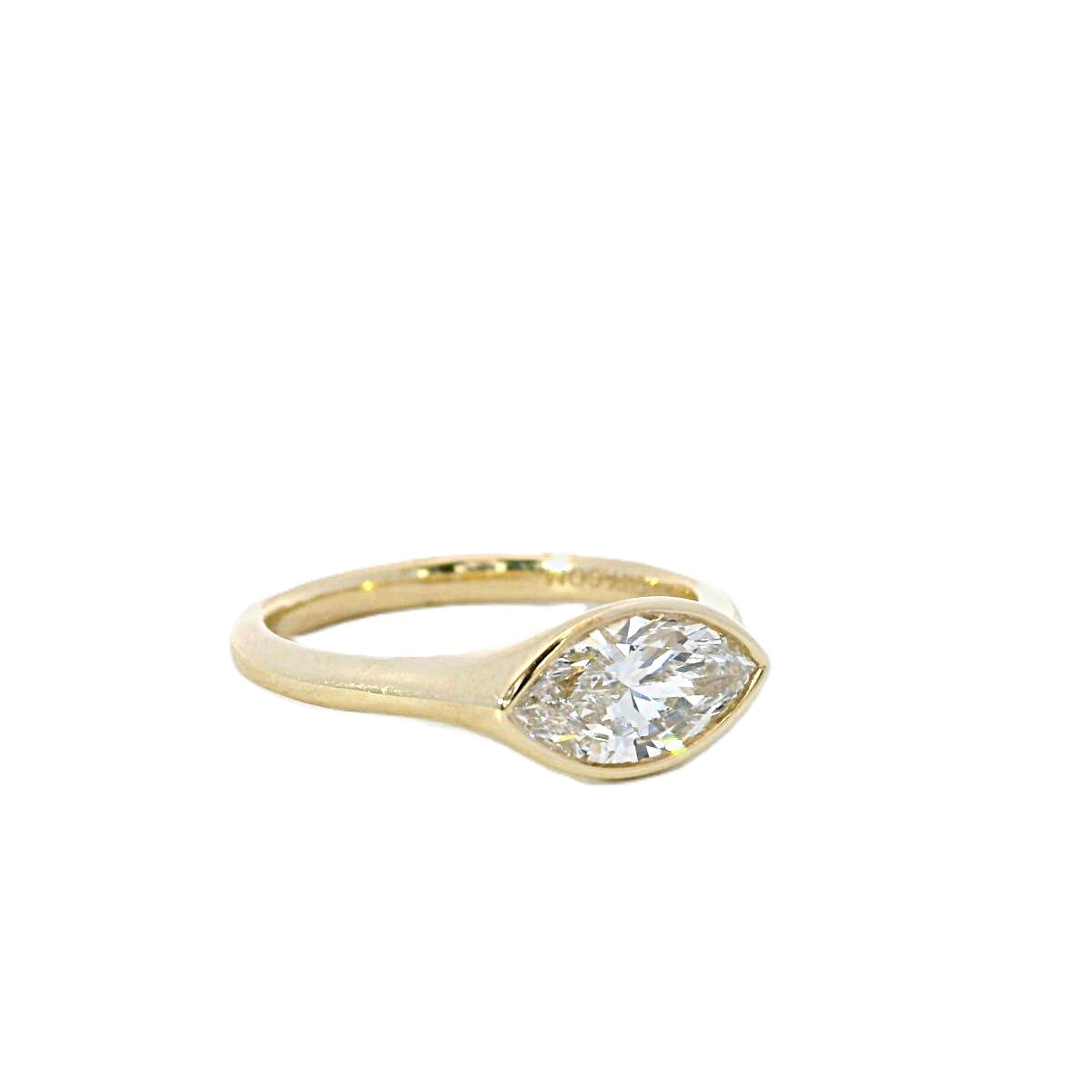 14Kt Yellow Gold  Lab-Created Marquise Diamond East-West Bezel Solitaire