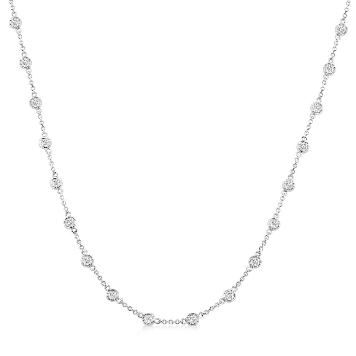 18" 14Kt White Gold Bezel Set Diamonds-By-The-Yard Necklace - 2.00cttw