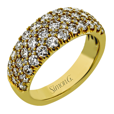 Simon G-18Kt Yellow Gold 3-Row Tapered Band with 1.96ctw Natural Diamonds