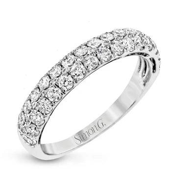 Simon G-18Kt White Gold 2-Row Band with Natural Diamonds