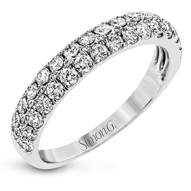Simon G-18Kt White Gold 2-Row Band with Natural Diamonds