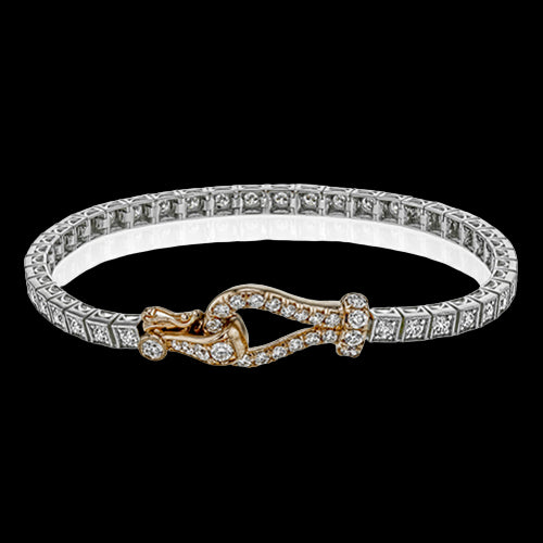 18Kt White and Yellow Gold Buckle Bracelet With 1.98cttw Natural Diamonds