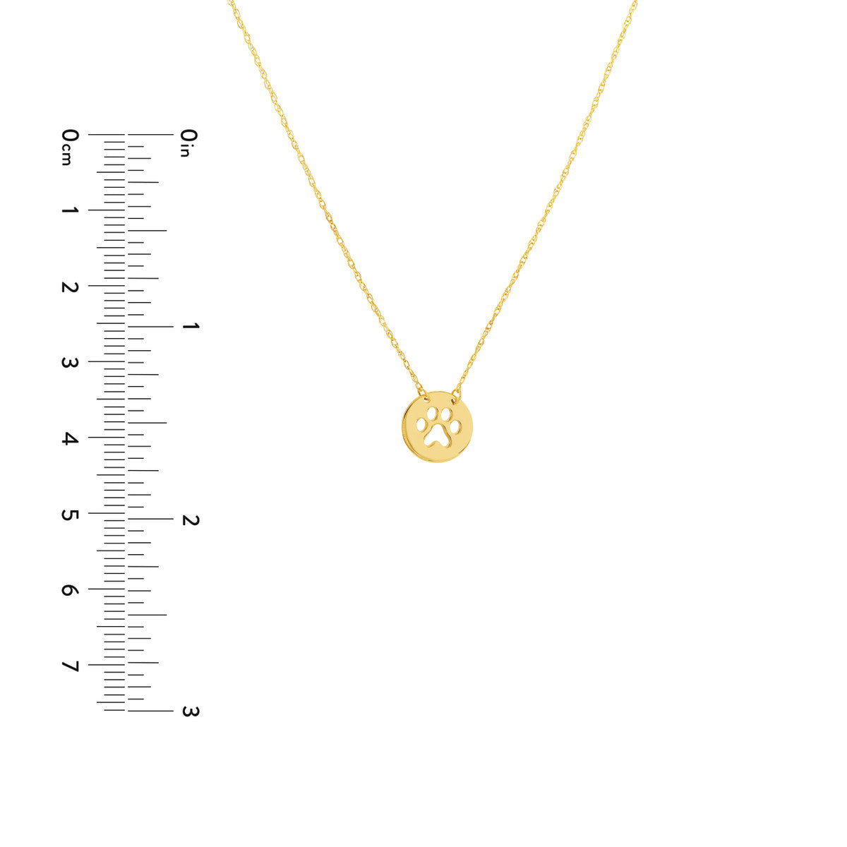 14Kt Yellow Gold Cut-Out Pet Paw Disc Pendant