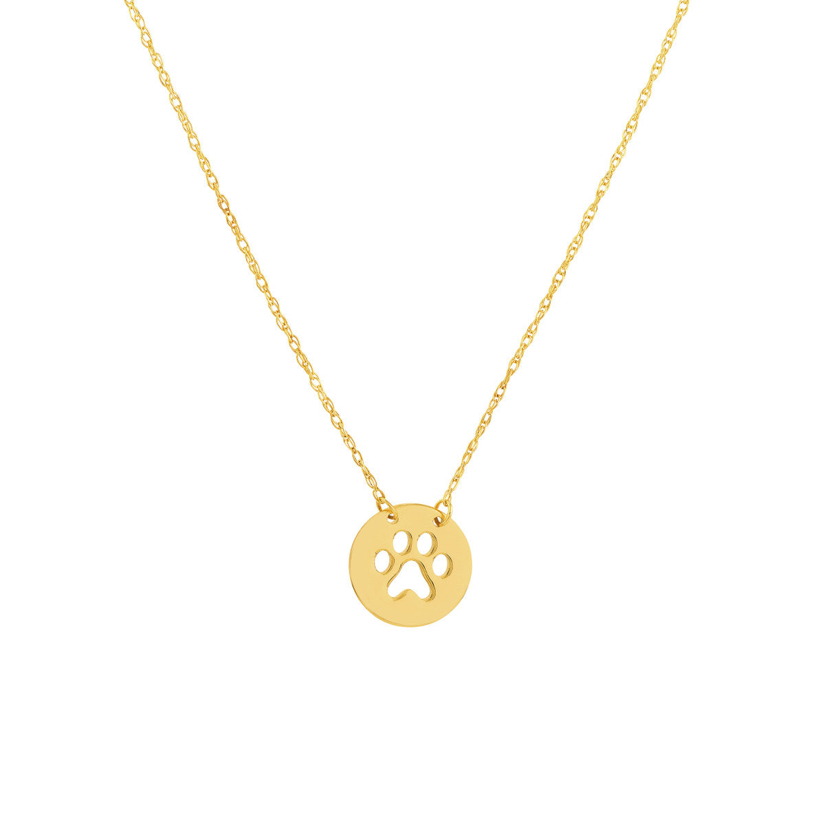 14Kt Yellow Gold Cut-Out Pet Paw Disc Pendant