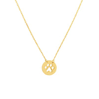 14Kt Yellow Gold Cut-Out Pet Paw Disc Pendant