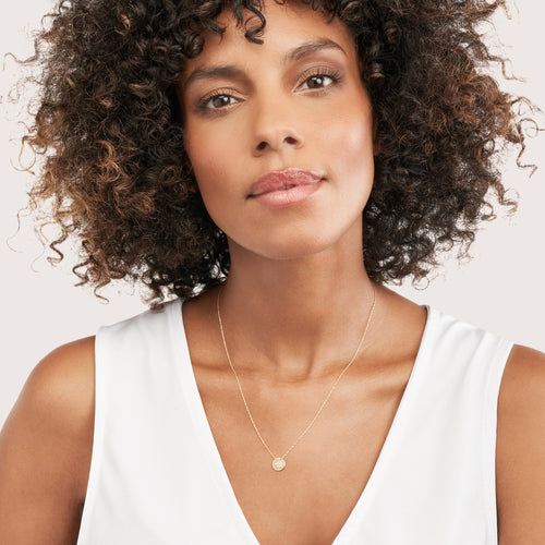 14K Yellow Gold Mama Bear Mini Disc Necklace