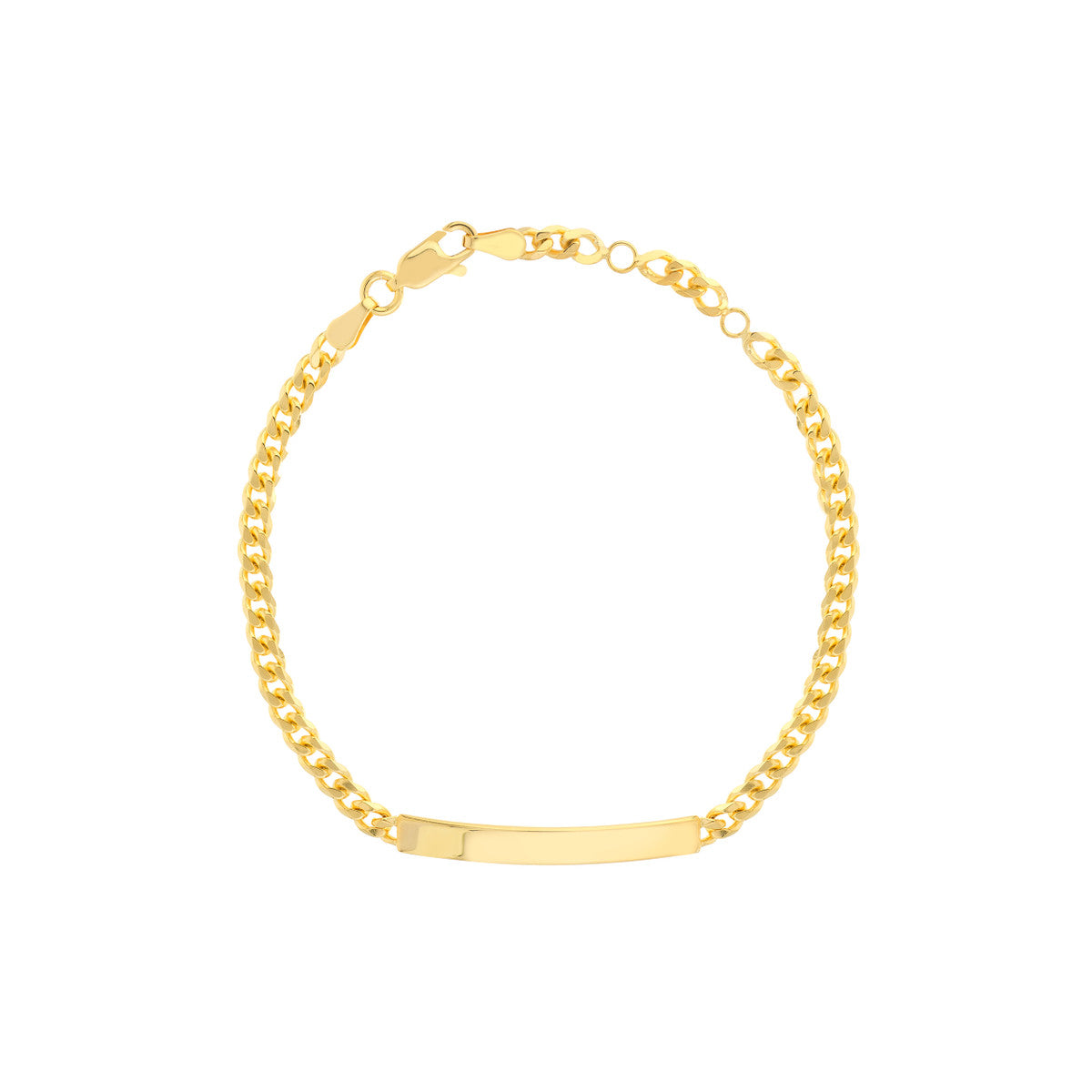 14kt Yellow Gold ID Plate Adjustable Curb Chain Bracelet