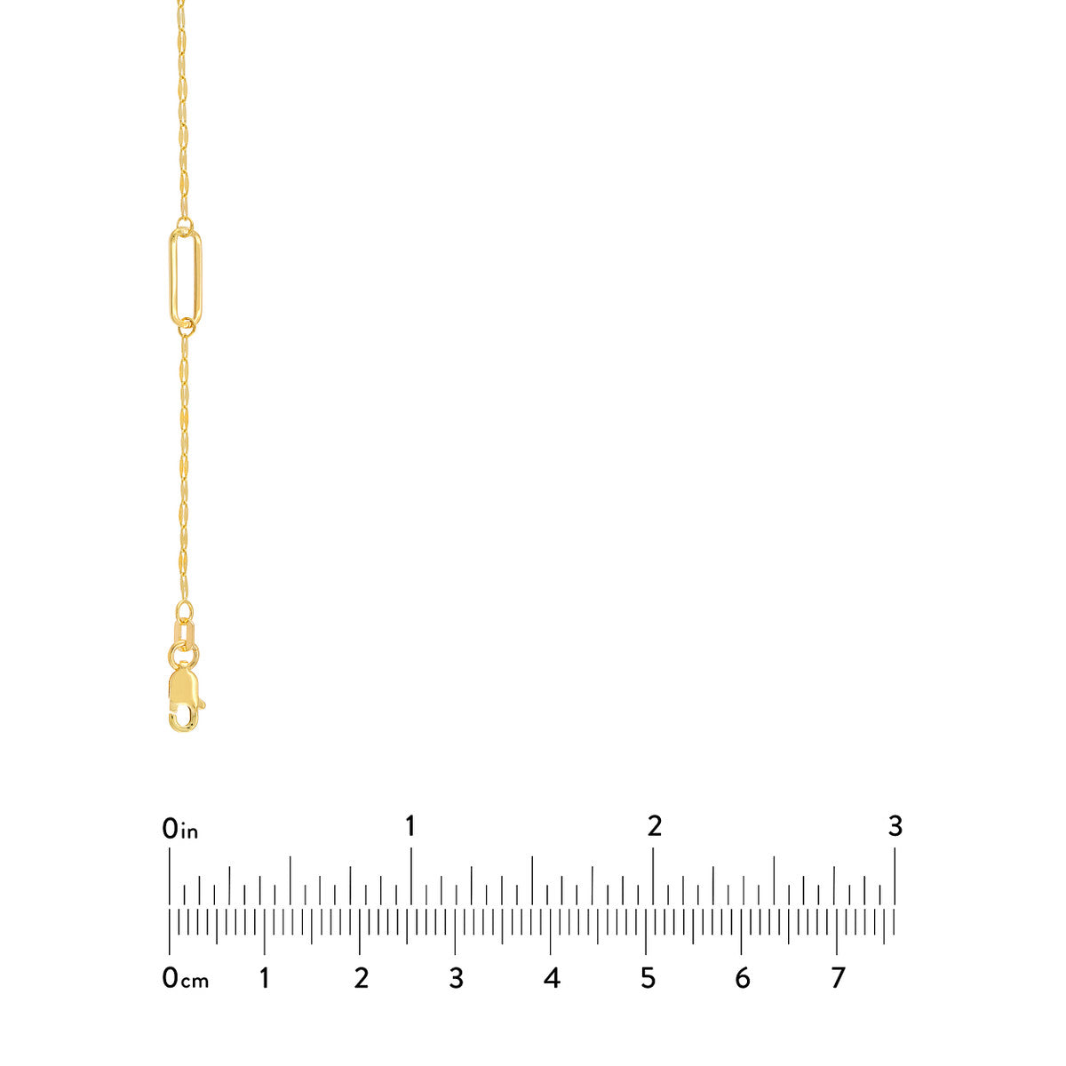 14Kt Yellow Gold Long Paperclip Link Station Necklace