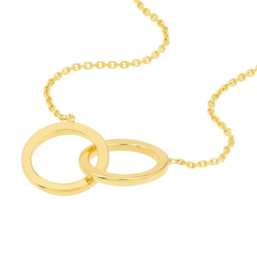 14K Yellow Gold You  Me Interlinking Circle Necklace