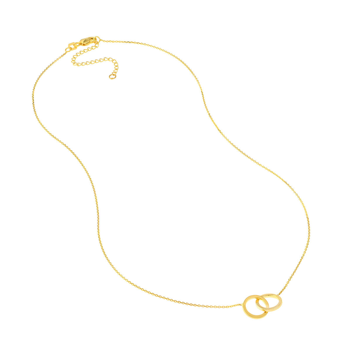 14Kt Yellow Gold You & Me Interlocking Circle Necklace