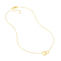 14Kt Yellow Gold You & Me Interlocking Circle Necklace