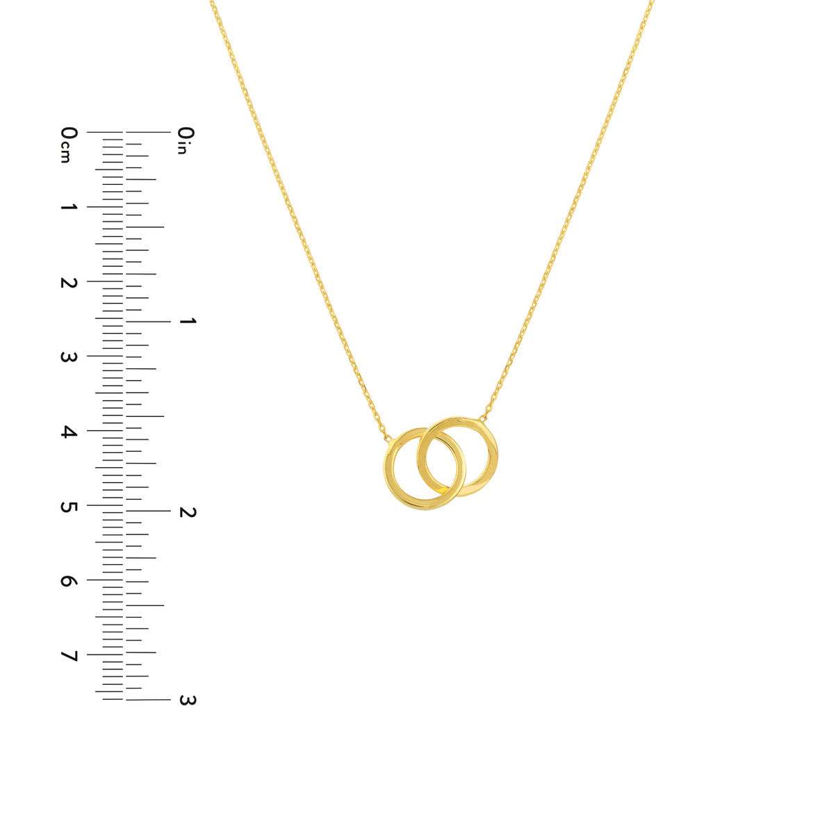 14Kt Yellow Gold You & Me Interlocking Circle Necklace