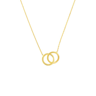 14Kt Yellow Gold You & Me Interlocking Circle Necklace