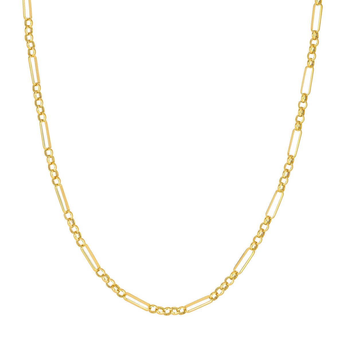 14Kt Yellow Gold 3.95mm Semi-Solid (5+1) Rolo Chain Necklace