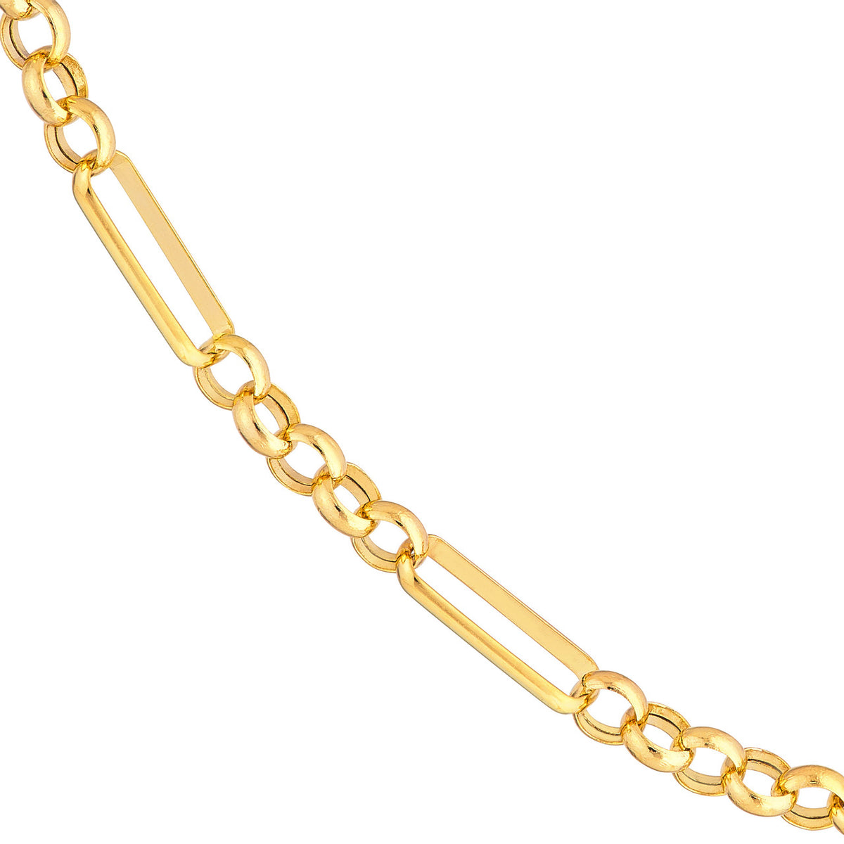 14Kt Yellow Gold 3.95mm Semi-Solid (5+1) Rolo Chain Necklace