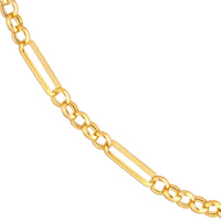 14Kt Yellow Gold 3.95mm Semi-Solid (5+1) Rolo Chain Necklace