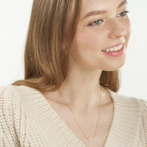 14Kt Yellow Gold East-West Cross Pendant
