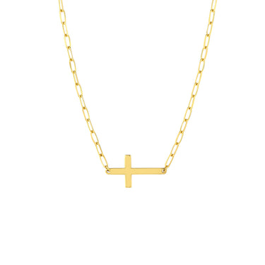 14Kt Yellow Gold East-West Cross Pendant