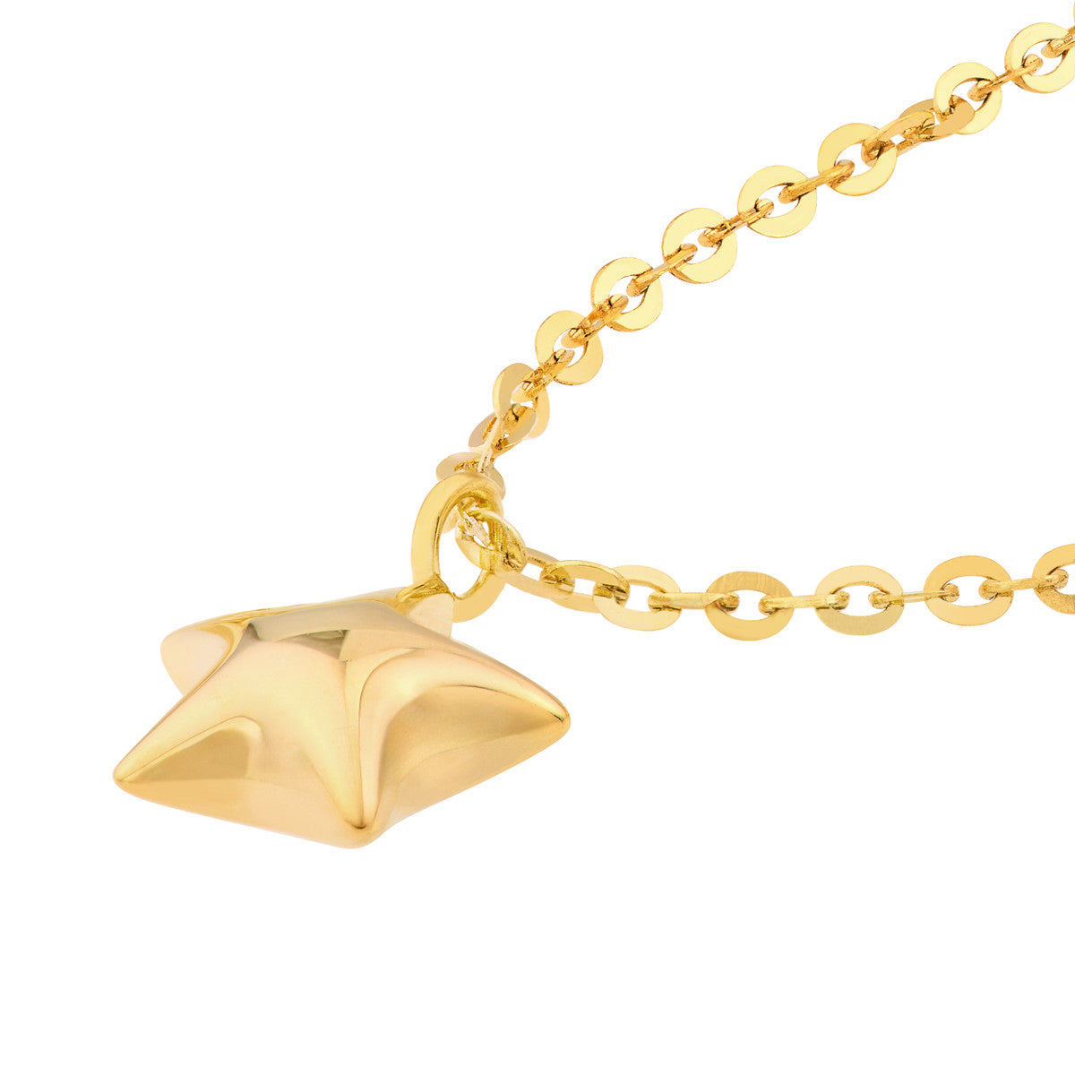 14Kt Yellow Gold Puff Star Pendant
