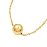 14Kt Yellow Gold Puffy Bead Charm Necklace