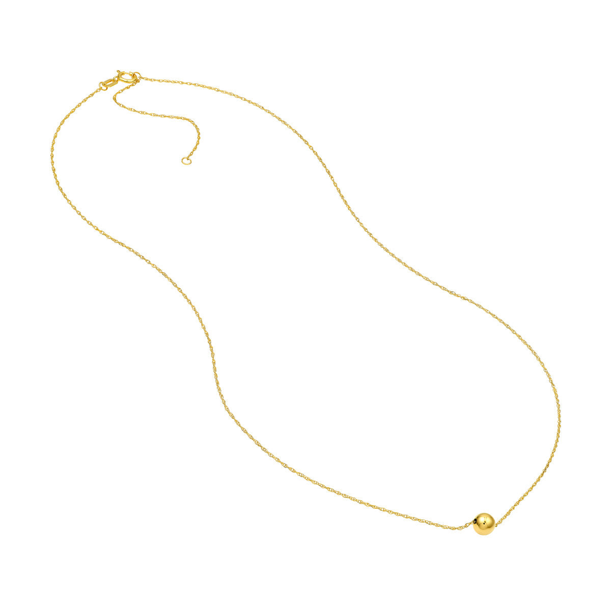 14Kt Yellow Gold Puffy Bead Charm Necklace