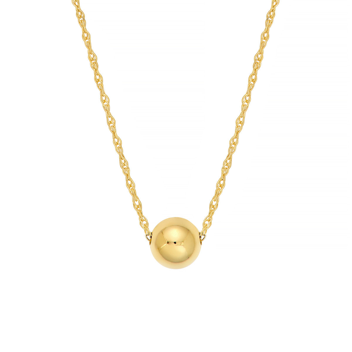 14Kt Yellow Gold Puffy Bead Charm Necklace