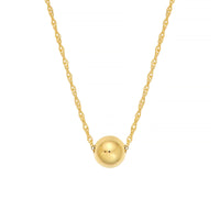14Kt Yellow Gold Puffy Bead Charm Necklace