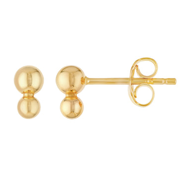 14Kt Yellow Gold Double Bead Stud Earrings