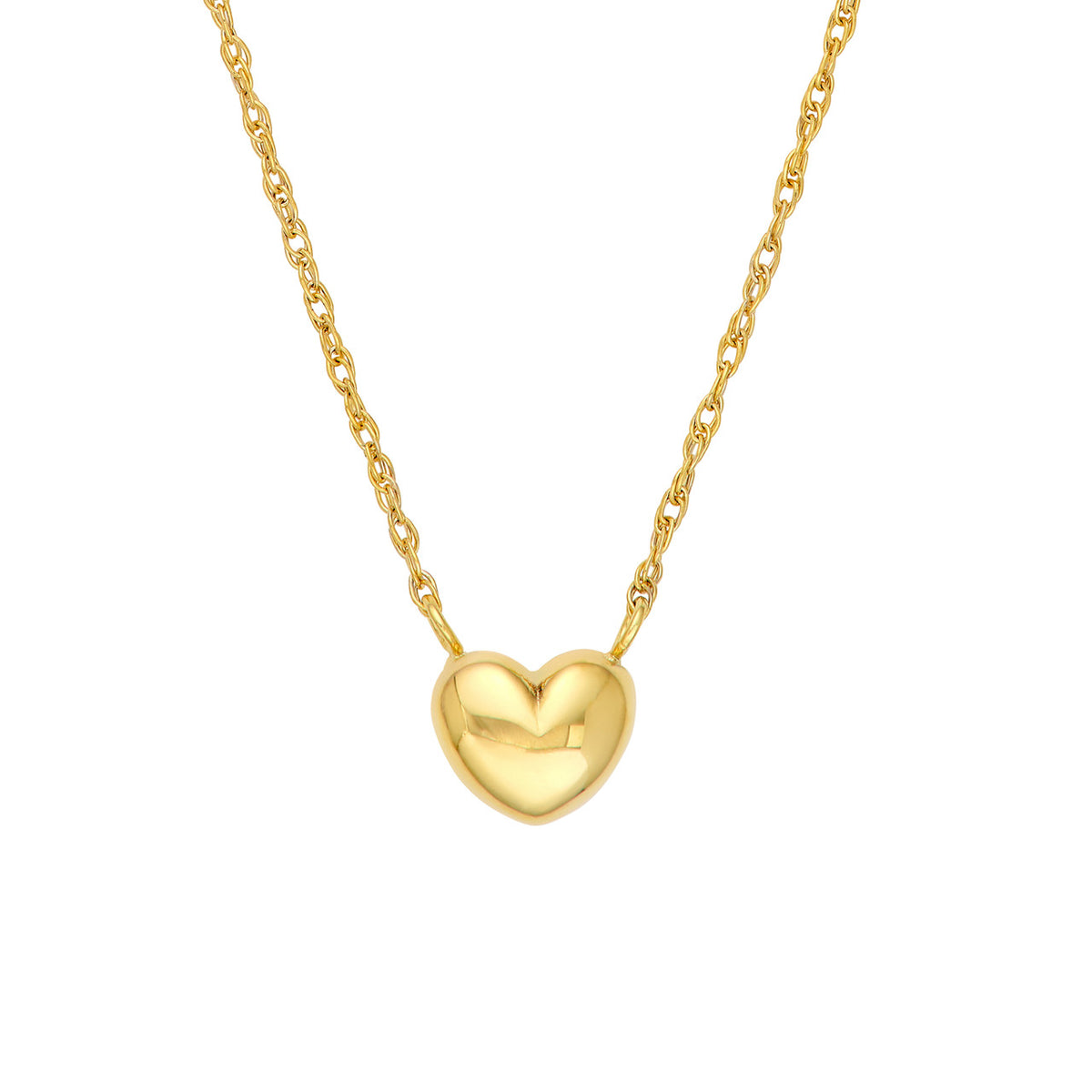 14Kt Yellow Gold Small Puffy Heart Necklace