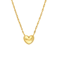 14Kt Yellow Gold Small Puffy Heart Necklace