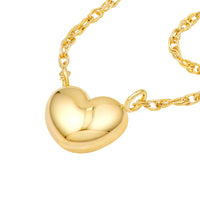 14Kt Yellow Gold Small Puffy Heart Necklace
