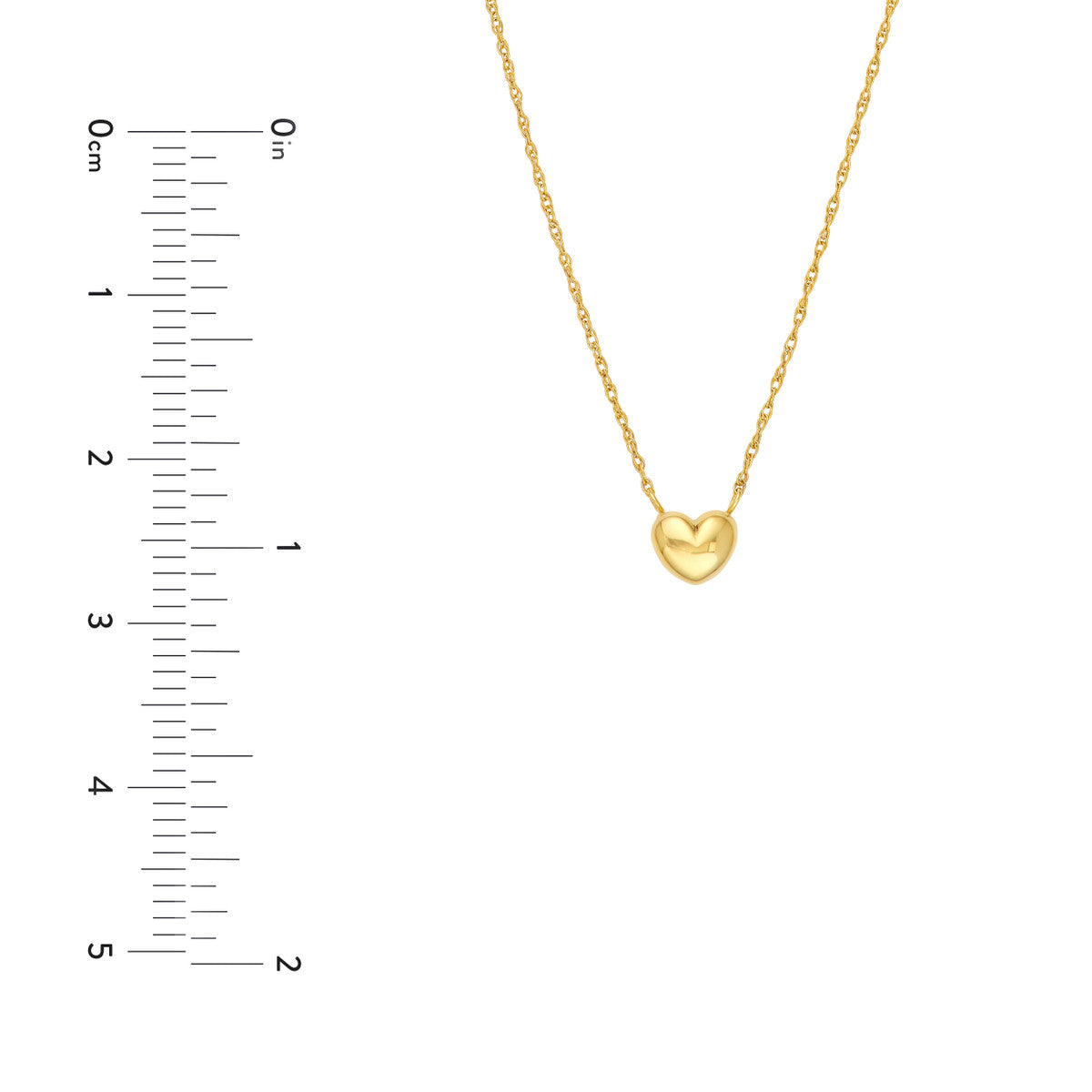 14Kt Yellow Gold Small Puffy Heart Necklace