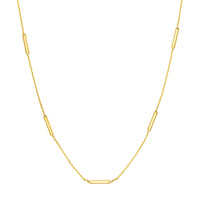 14Kt Yellow Gold 18" Adjustable Dainty Bar Station Chain