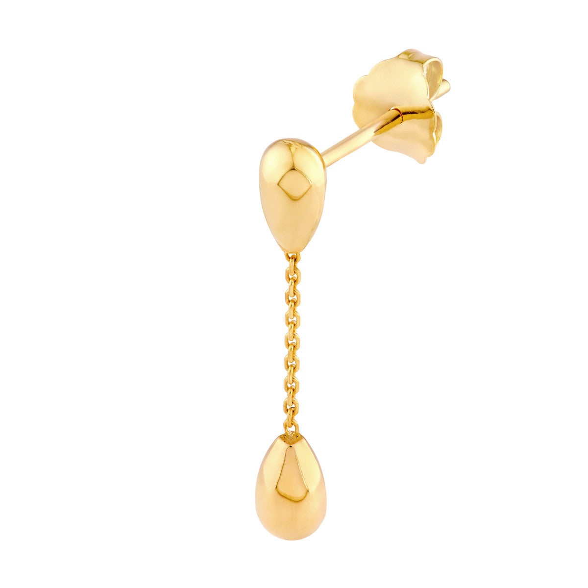 14Kt Yellow Gold Teardrop Cable Chain Dangle Earrings