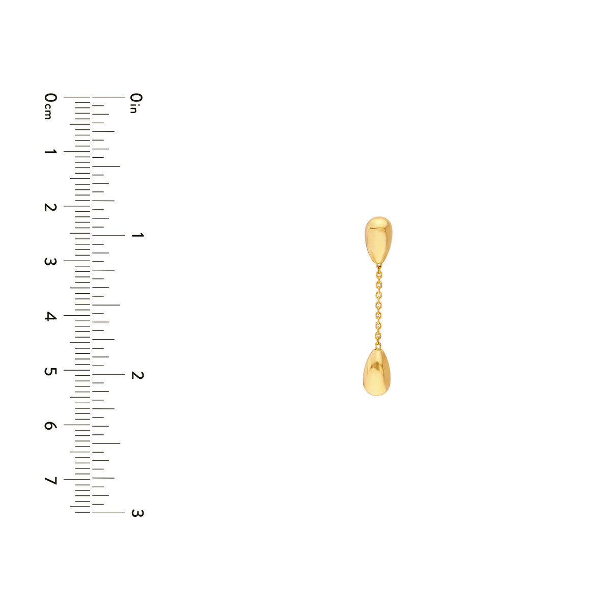 14Kt Yellow Gold Teardrop Cable Chain Dangle Earrings