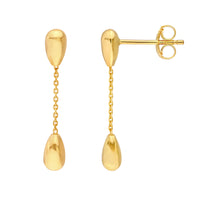14Kt Yellow Gold Teardrop Cable Chain Dangle Earrings