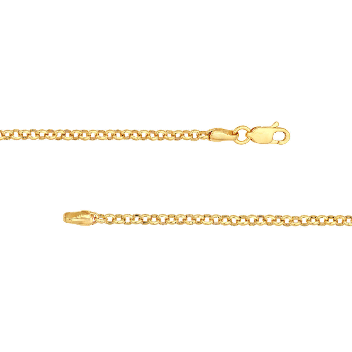 14Kt Yellow Gold Semi-Solid Rolo Chain Bracelet