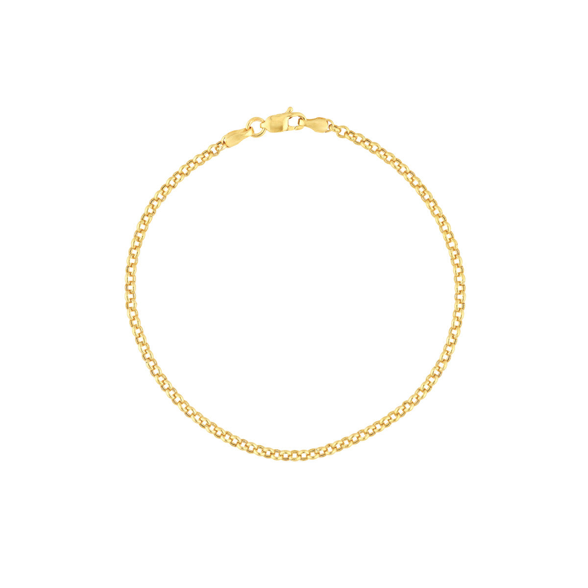 14Kt Yellow Gold Semi-Solid Rolo Chain Bracelet