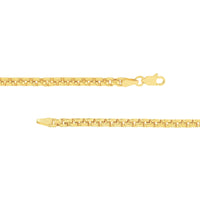 14K Yellow Gold Solid 3.3mm 8.5" Round Box Chain Bracelet