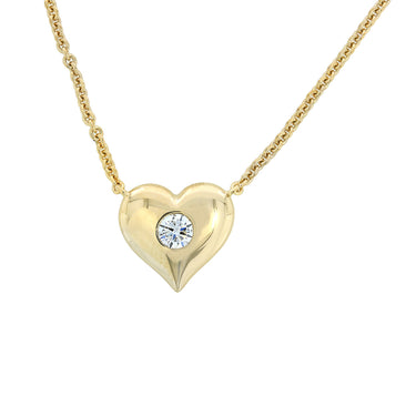 14Kt Yellow Gold Center of My Heart Natural Diamond Pendant