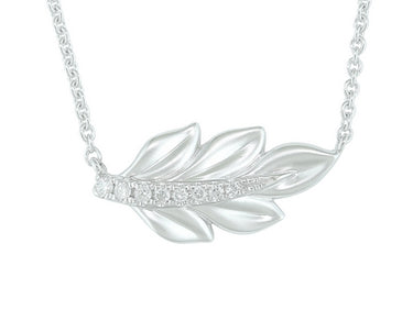 14Kt White Gold Leaf Pendant