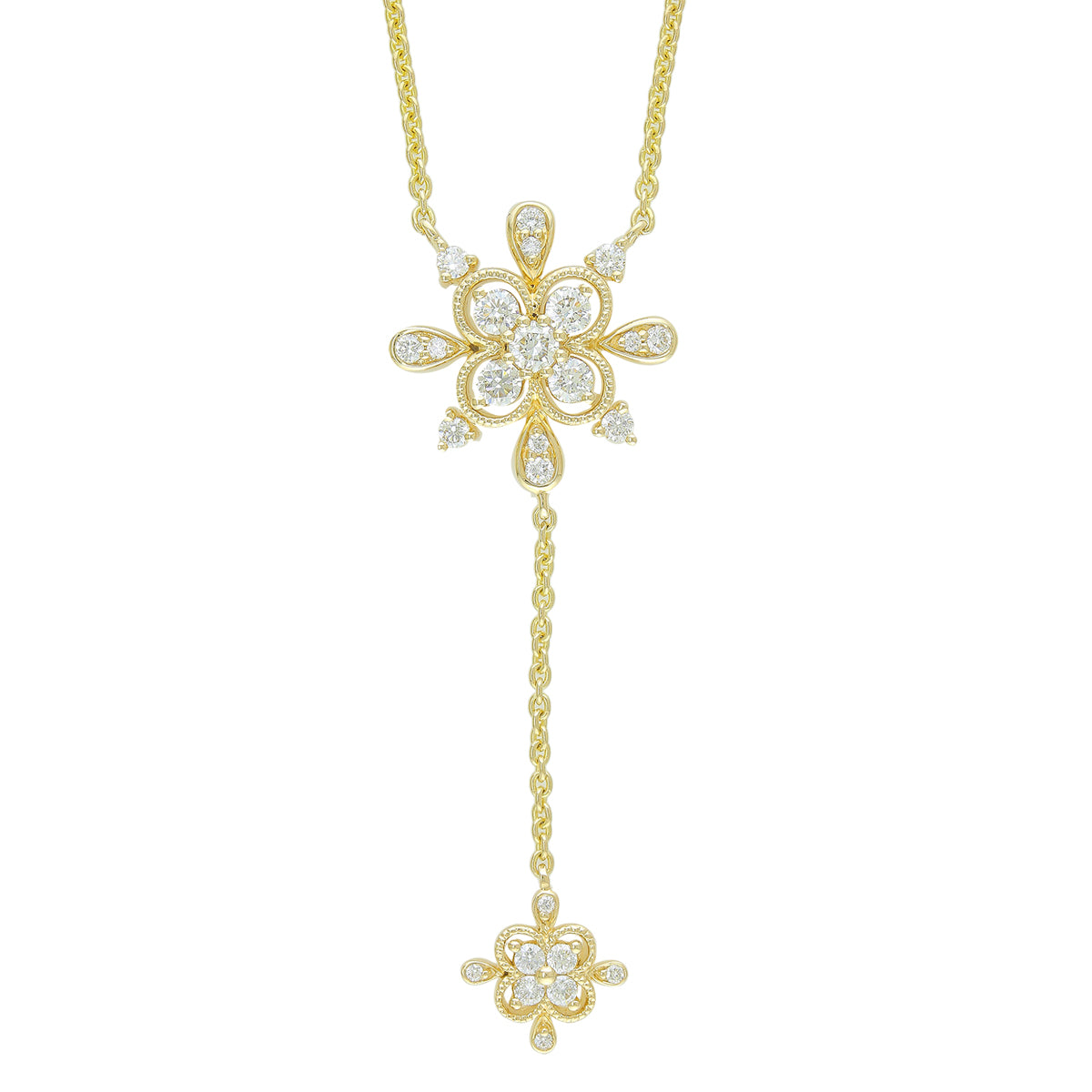 14Kt Yellow Gold Snowflake Pendant with Diamonds