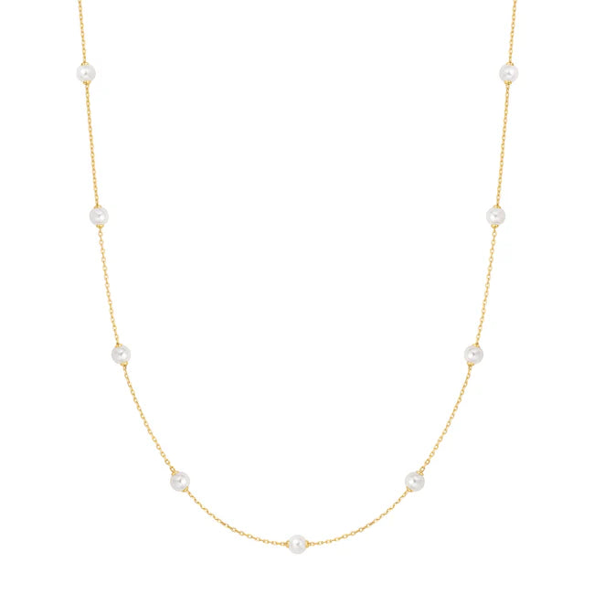Ania Haie 14Kt Gold Overlay Shell Pearl Station Chain Necklace