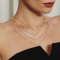 Ania Haie 14Kt Gold Overlay Shell Pearl Station Chain Necklace