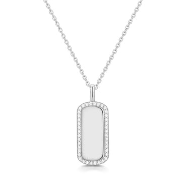 Silver Sparkling Tag Necklace
