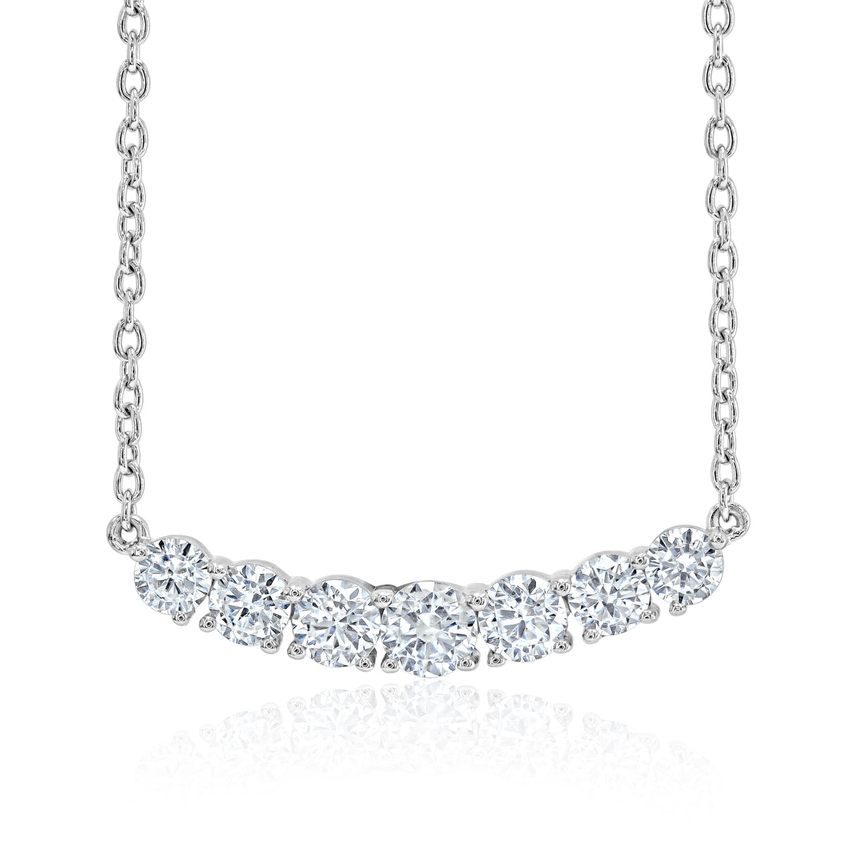 Fire & Ice 18Kt White Gold Smile Necklace with .77cttw Natural Diamonds