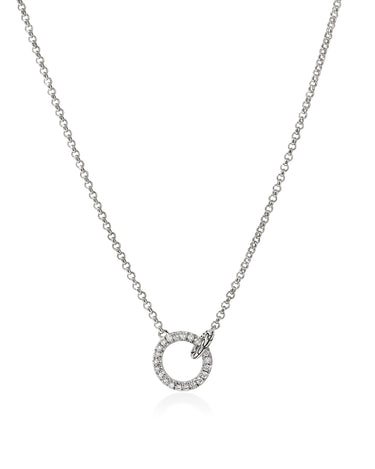John Hardy JH Essentials Sterling Silver Diamond Pave Interlinking Mini Rolo Chain Necklace