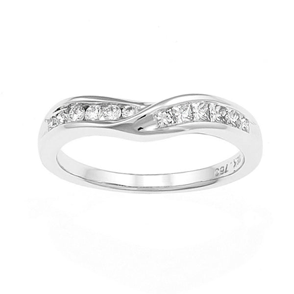 14Kt White Gold Channel Set Wedding Ring With  Natural Diamonds
